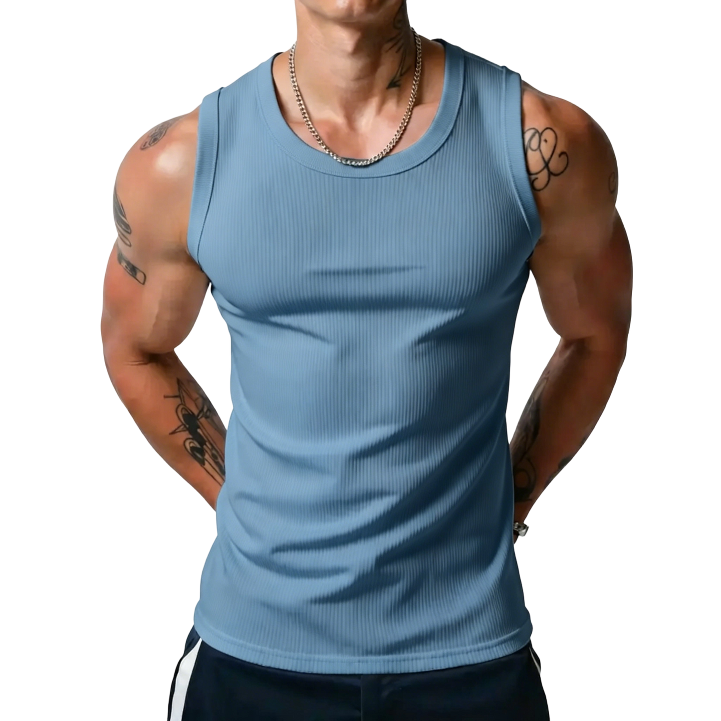 ⏰Final 3 hours 80% OFF🔥Men's Wide Strap Ribbed Tank Top, High Stretch Breathable Muscle Tank, Heavyweight Drapey Fit Gym & Casual Sleeveless Shirt