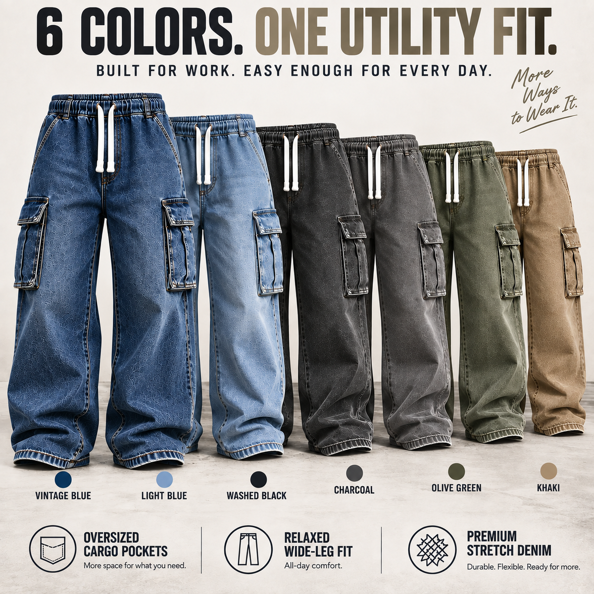 🔥 BESTSELLER | Men’s Oversized Cargo Denim Pants