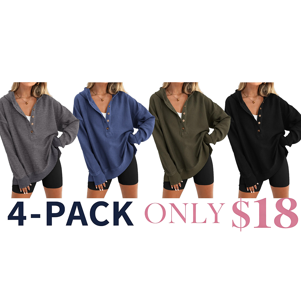 Womens Hoodie Oversized Button Up Sweatshirt