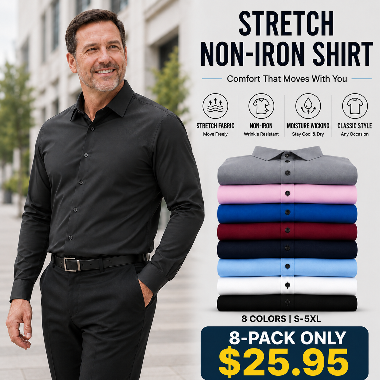 ☀️Summer Best🔥Daily 1000+ Sold|Stretch Non-Iron Shirt💕