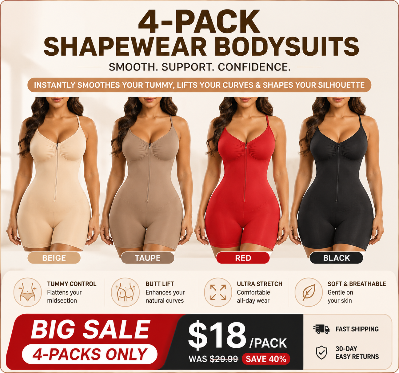 The Ultimate Zip-Up Shaping Bodysuit For A Smooth Silhouette