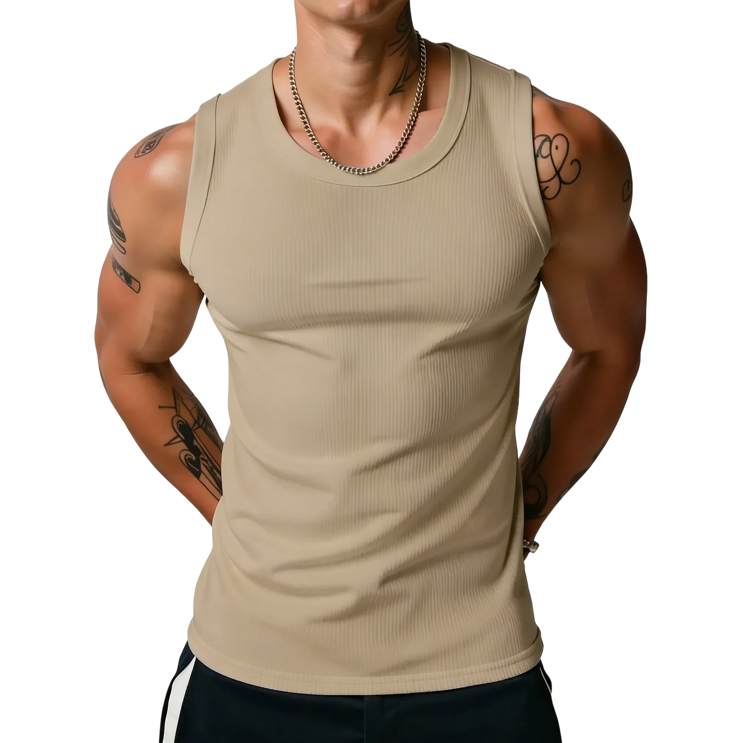 ⏰Final 3 hours 80% OFF🔥Men's Wide Strap Ribbed Tank Top, High Stretch Breathable Muscle Tank, Heavyweight Drapey Fit Gym & Casual Sleeveless Shirt