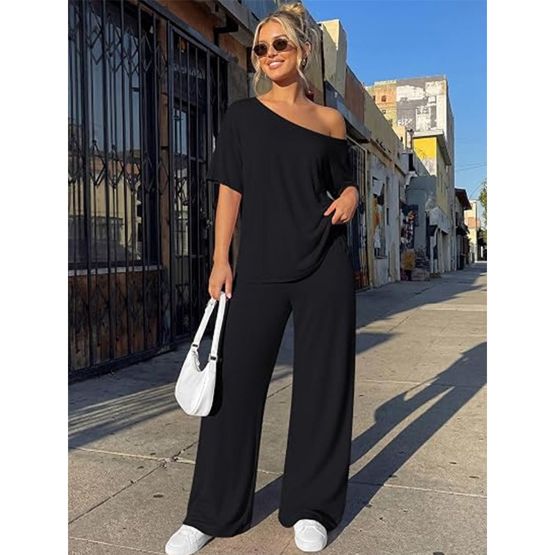 Women’s Off-Shoulder Wide-Leg Two-Piece Set