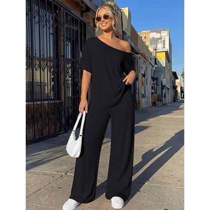 Women’s Off-Shoulder Wide-Leg Two-Piece Set