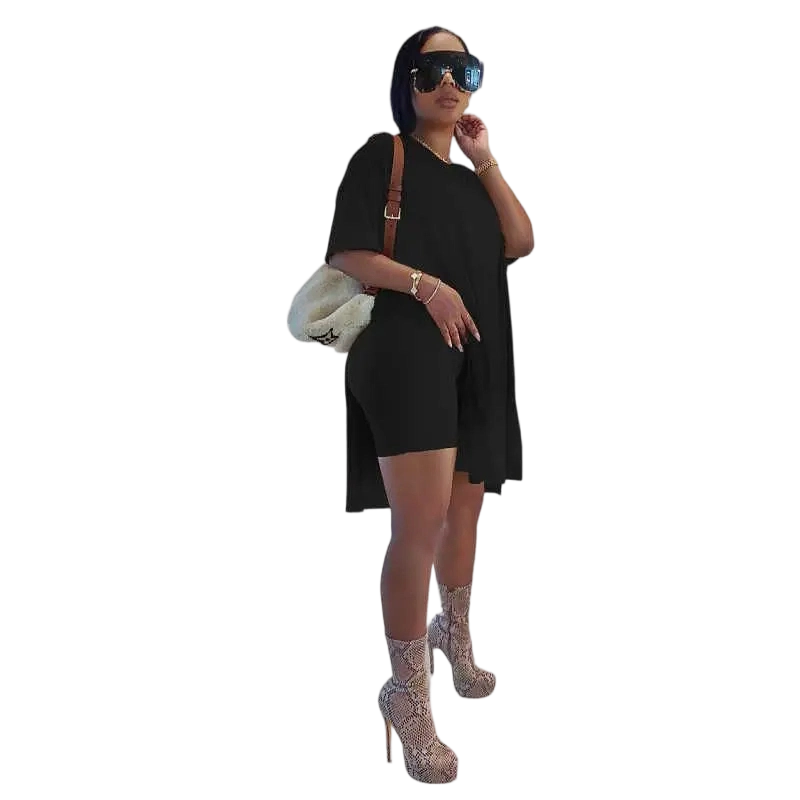 Womens 2 Piece Lounge SetsT-Shirts Topsas Biker Shorts Set