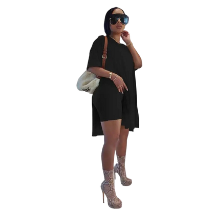 Womens 2 Piece Lounge SetsT-Shirts Topsas Biker Shorts Set