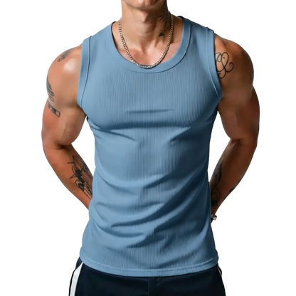⏰Final 3 hours 80% OFF🔥Men's Wide Strap Ribbed Tank Top, High Stretch Breathable Muscle Tank, Heavyweight Drapey Fit Gym & Casual Sleeveless Shirt