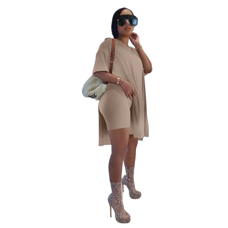 Womens 2 Piece Lounge SetsT-Shirts Topsas Biker Shorts Set