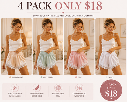 Satin Silk Shorts for Women Y2K Low Rise Lace Trim Micro Mini Shorts