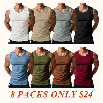 ⏰Final 3 hours 80% OFF🔥Men's Wide Strap Ribbed Tank Top, High Stretch Breathable Muscle Tank, Heavyweight Drapey Fit Gym & Casual Sleeveless Shirt