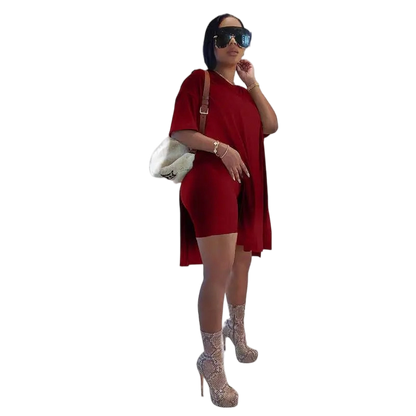 Womens 2 Piece Lounge SetsT-Shirts Topsas Biker Shorts Set