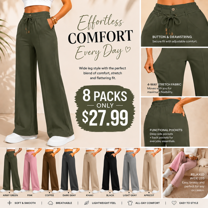 ⚡New Drawstring High Waist Wide Leg Pants