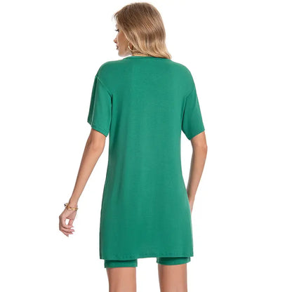 Womens 2 Piece Lounge SetsT-Shirts Topsas Biker Shorts Set