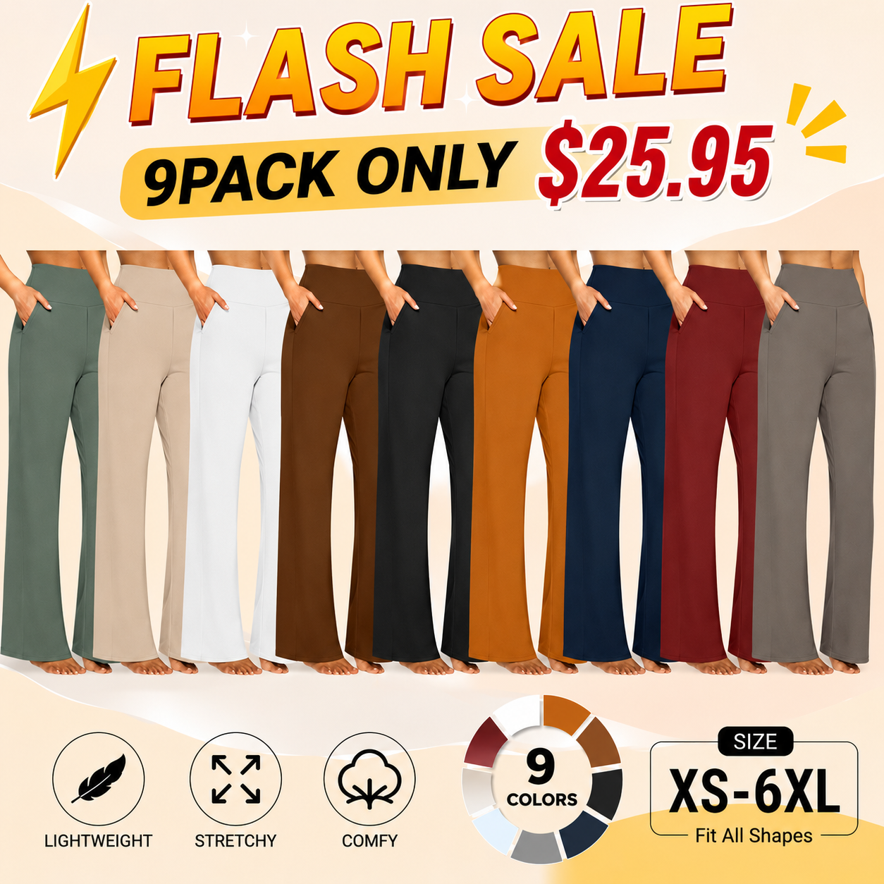 💘Women's High-Waist Wide Leg Pants – Business Casual Yoga Dress Pants with Pockets