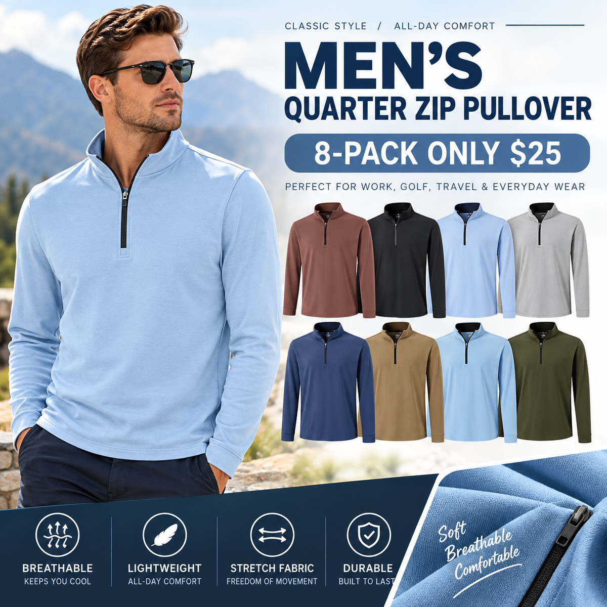 Men's Quarter Zip Golf Pullover