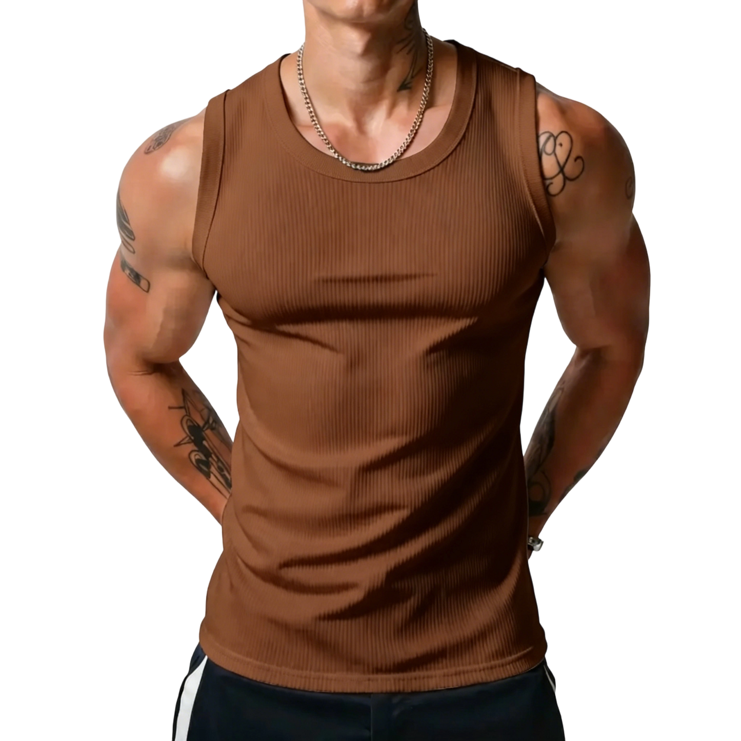 ⏰Final 3 hours 80% OFF🔥Men's Wide Strap Ribbed Tank Top, High Stretch Breathable Muscle Tank, Heavyweight Drapey Fit Gym & Casual Sleeveless Shirt