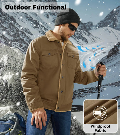 🔥 BESTSELLER | Men's Sherpa-Lined Cotton Trucker Jacket
