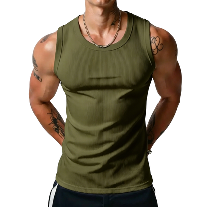 ⏰Final 3 hours 80% OFF🔥Men's Wide Strap Ribbed Tank Top, High Stretch Breathable Muscle Tank, Heavyweight Drapey Fit Gym & Casual Sleeveless Shirt