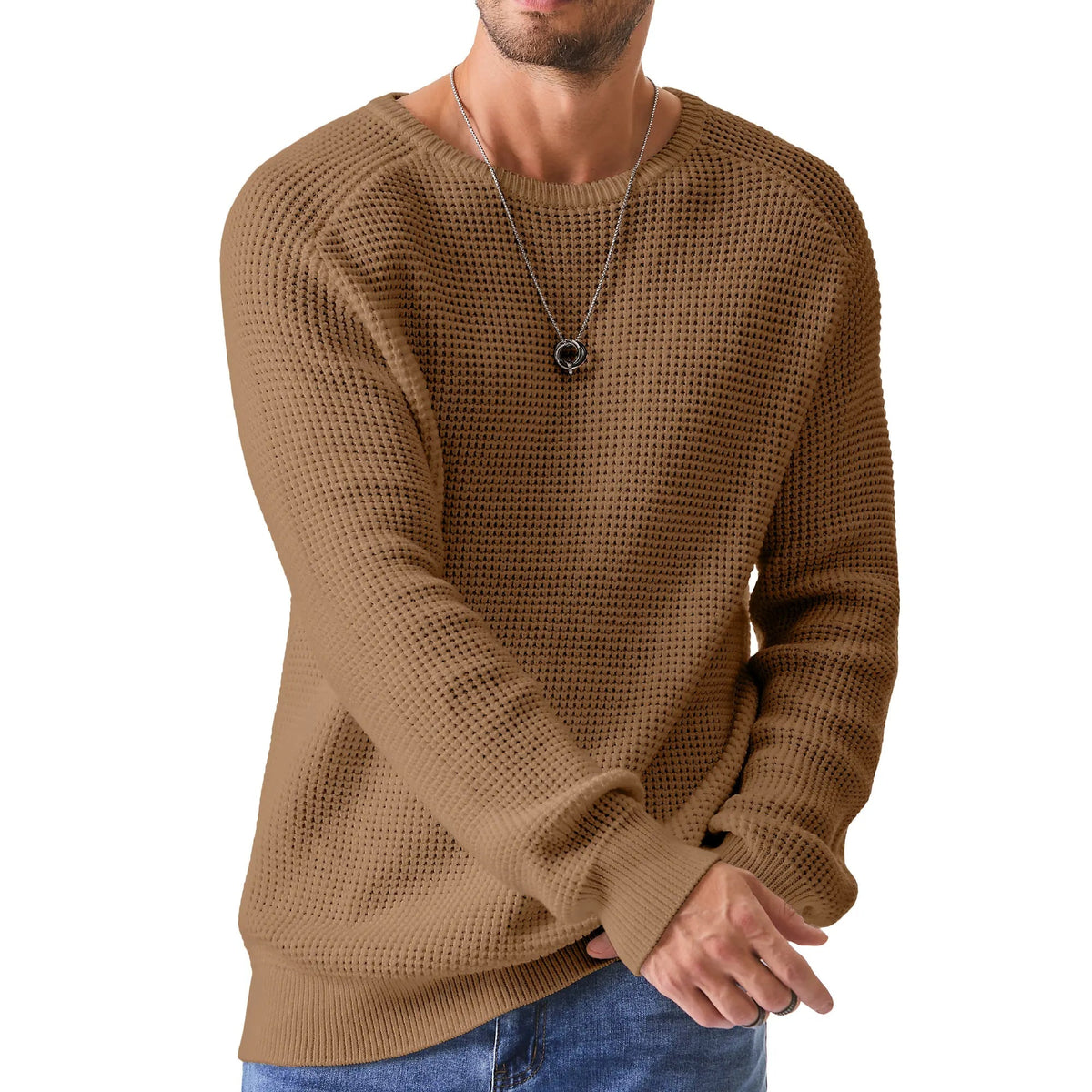 🔥 BESTSELLER | Men’s Waffle Knit Crewneck Sweater