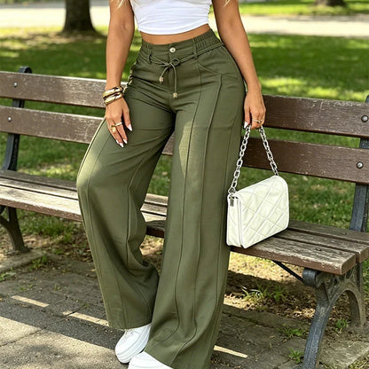 ⚡New Drawstring High Waist Wide Leg Pants