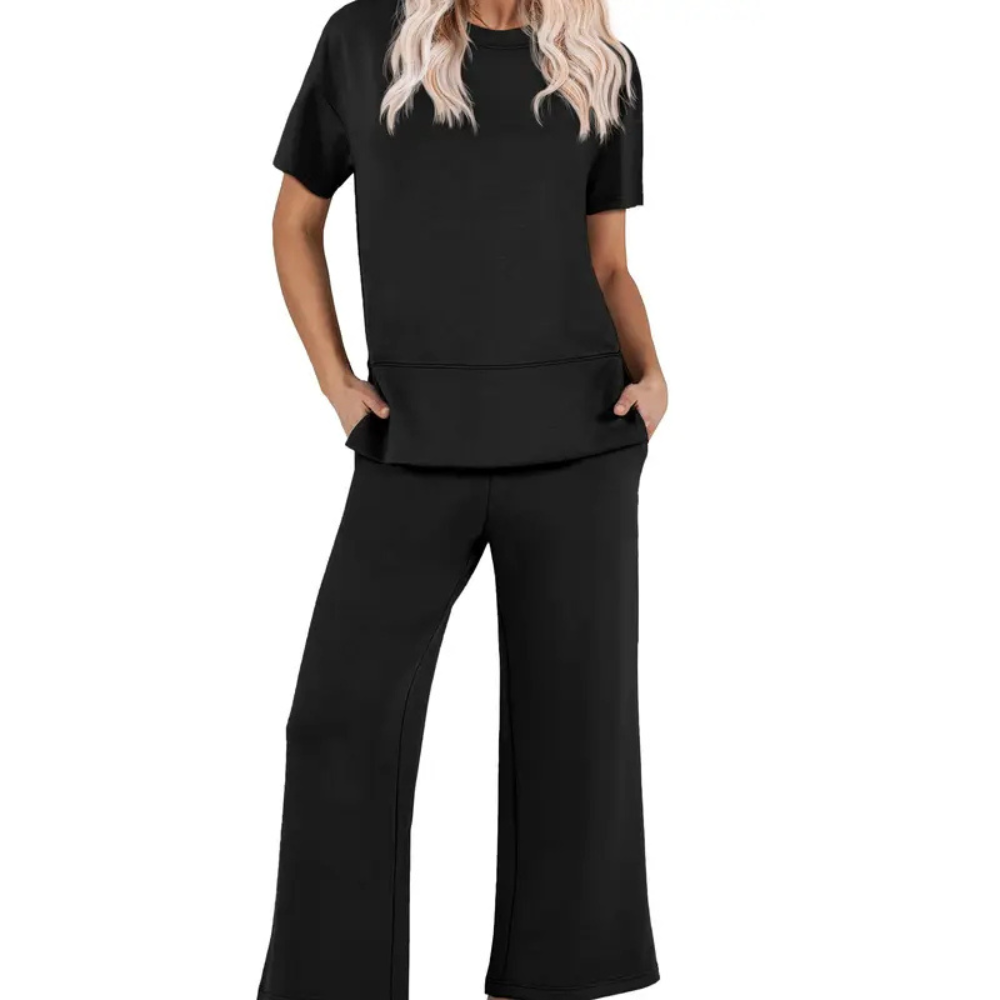 2 Piece Sets for Women Soft Short Sleeve Matching Lounge Set