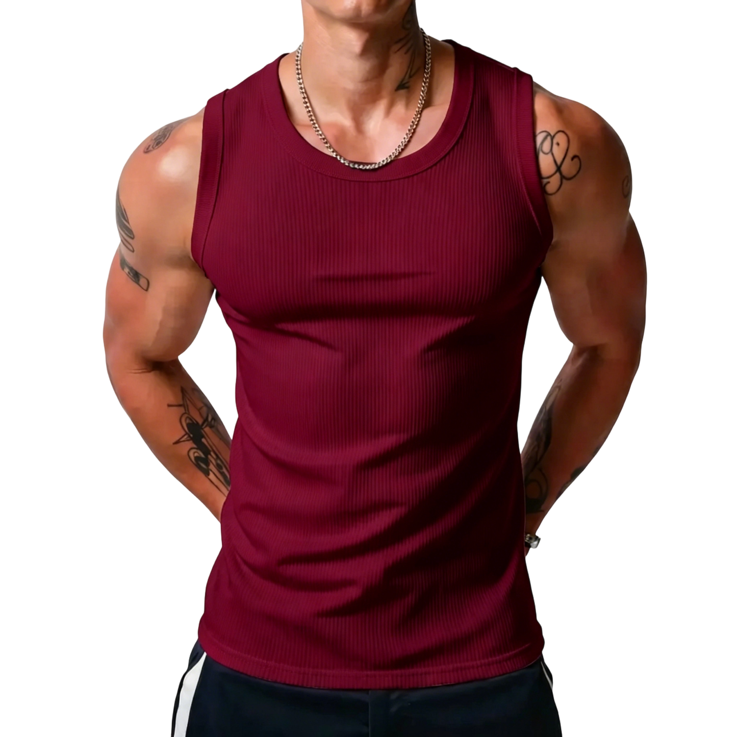 ⏰Final 3 hours 80% OFF🔥Men's Wide Strap Ribbed Tank Top, High Stretch Breathable Muscle Tank, Heavyweight Drapey Fit Gym & Casual Sleeveless Shirt