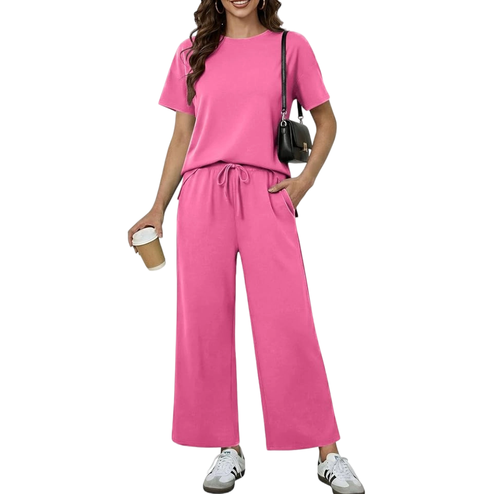 2 Piece Sets for Women Soft Short Sleeve Matching Lounge Set