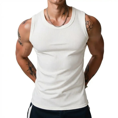 ⏰Final 3 hours 80% OFF🔥Men's Wide Strap Ribbed Tank Top, High Stretch Breathable Muscle Tank, Heavyweight Drapey Fit Gym & Casual Sleeveless Shirt