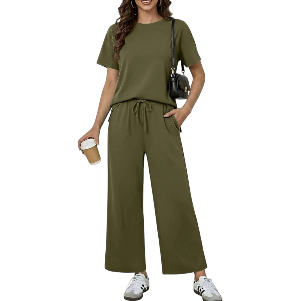 2 Piece Sets for Women Soft Short Sleeve Matching Lounge Set