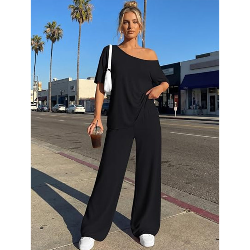 Women’s Off-Shoulder Wide-Leg Two-Piece Set