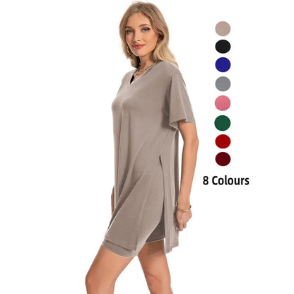 Womens 2 Piece Lounge SetsT-Shirts Topsas Biker Shorts Set