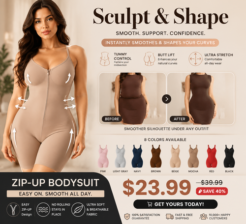 The Ultimate Zip-Up Shaping Bodysuit For A Smooth Silhouette
