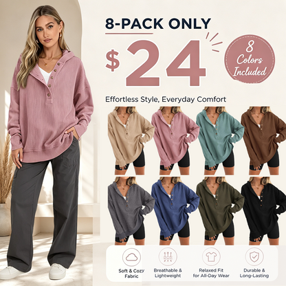 Womens Hoodie Oversized Button Up Sweatshirt