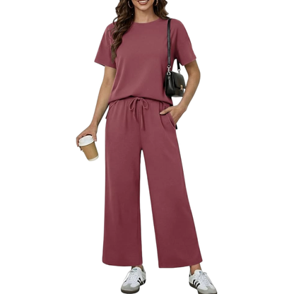2 Piece Sets for Women Soft Short Sleeve Matching Lounge Set