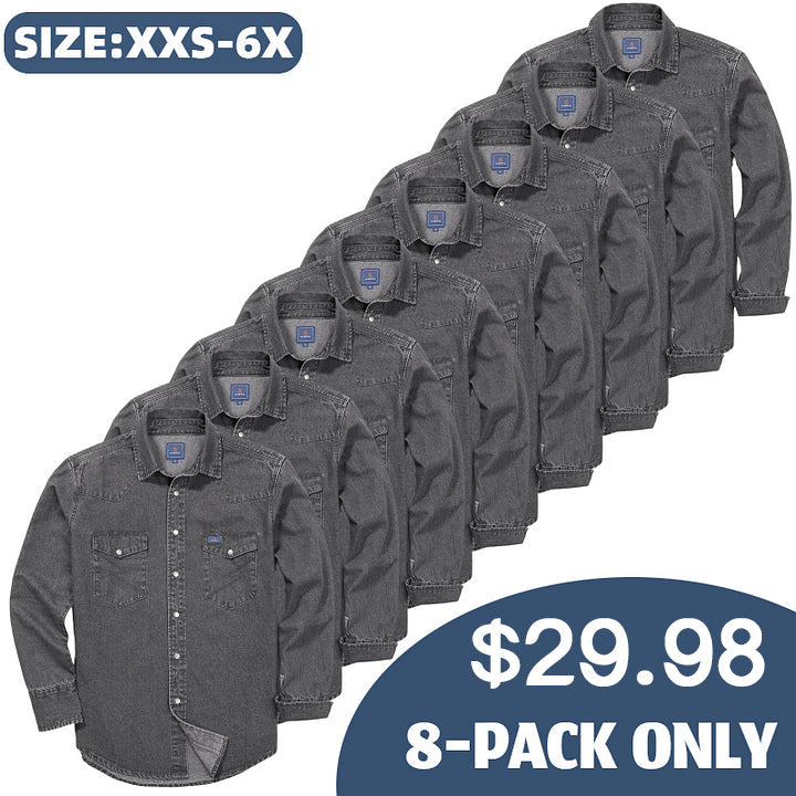 ✨Hot Sale✨Men's Long Sleeve Stone-Washed and Pre-Washed Denim Work Shirt