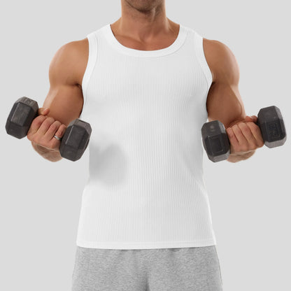 ⏰Final 3 hours 80% OFF🔥Men's Wide Strap Ribbed Tank Top, High Stretch Breathable Muscle Tank, Heavyweight Drapey Fit Gym & Casual Sleeveless Shirt