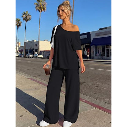 Women’s Off-Shoulder Wide-Leg Two-Piece Set