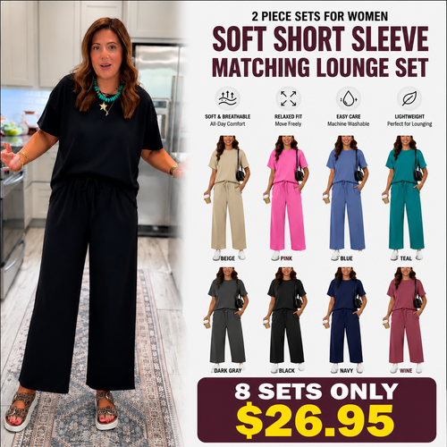 Limited Time Offer2 Piece Sets for Women Soft Short Sleeve Matching Lounge Set