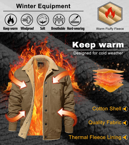 🔥 BESTSELLER | Men's Sherpa-Lined Cotton Trucker Jacket