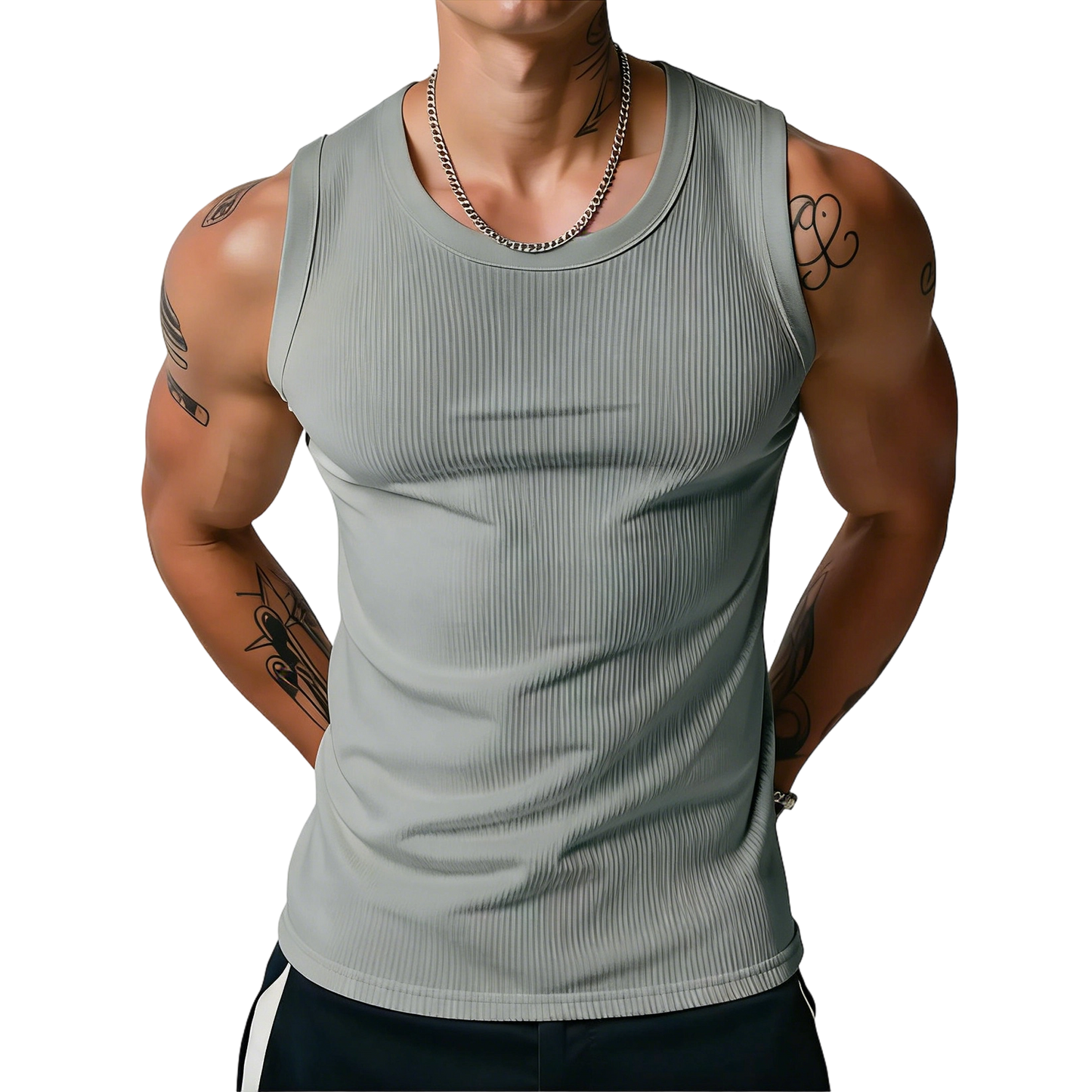 ⏰Final 3 hours 80% OFF🔥Men's Wide Strap Ribbed Tank Top, High Stretch Breathable Muscle Tank, Heavyweight Drapey Fit Gym & Casual Sleeveless Shirt