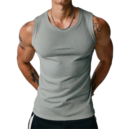⏰Final 3 hours 80% OFF🔥Men's Wide Strap Ribbed Tank Top, High Stretch Breathable Muscle Tank, Heavyweight Drapey Fit Gym & Casual Sleeveless Shirt