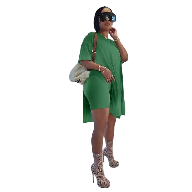 Womens 2 Piece Lounge SetsT-Shirts Topsas Biker Shorts Set