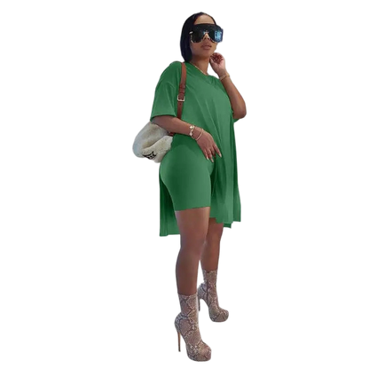 Womens 2 Piece Lounge SetsT-Shirts Topsas Biker Shorts Set