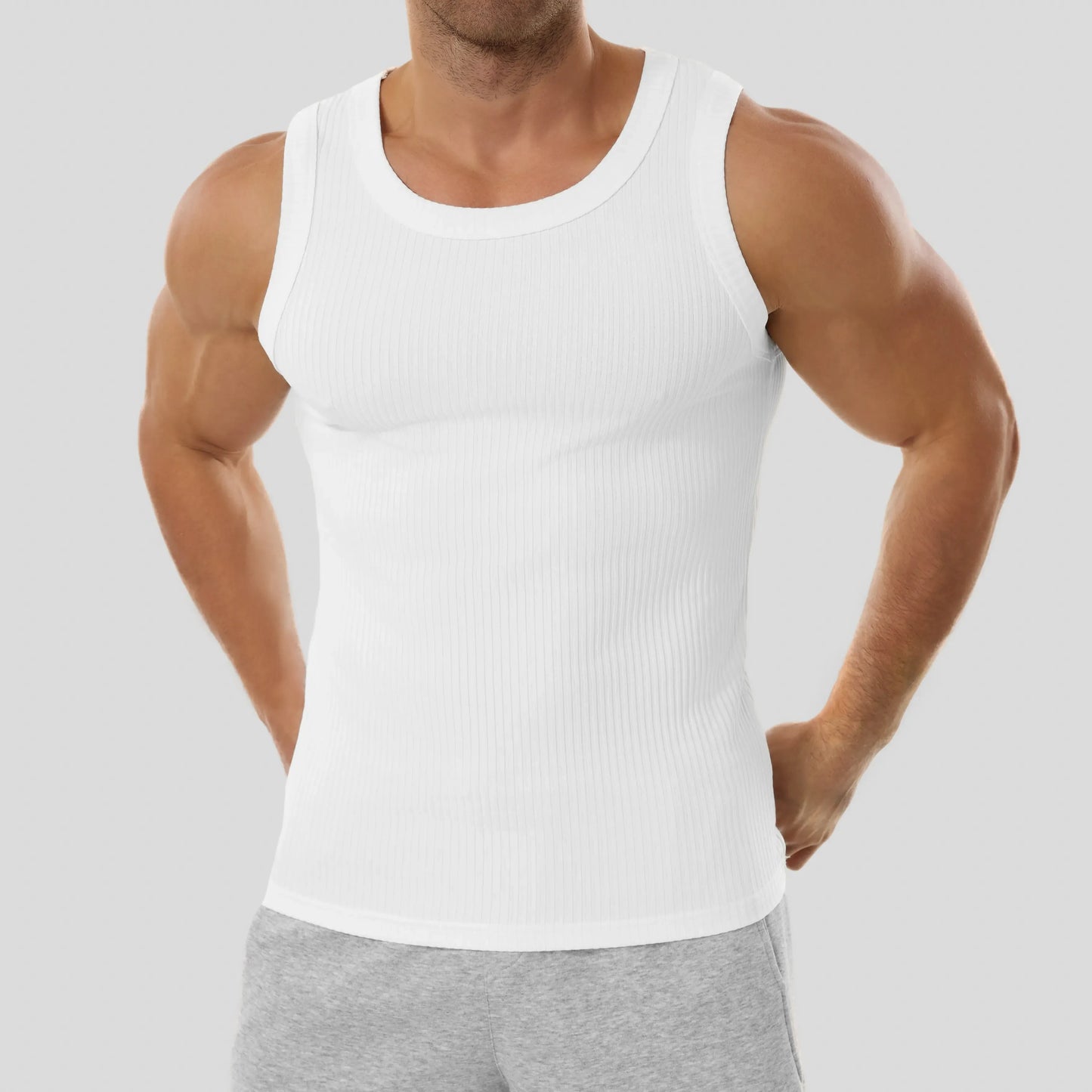 ⏰Final 3 hours 80% OFF🔥Men's Wide Strap Ribbed Tank Top, High Stretch Breathable Muscle Tank, Heavyweight Drapey Fit Gym & Casual Sleeveless Shirt
